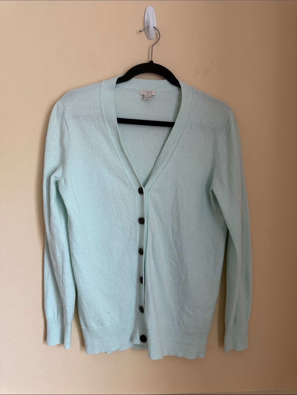 J. Crew Pale Mint V-Neck Button-Front Cardigan Size Small